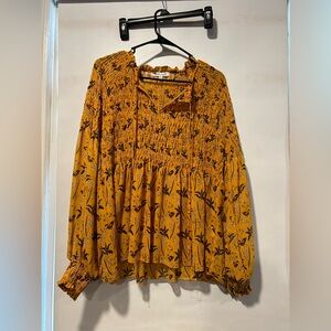Rose & Olive Blouse | Color: golden orange floral | Size: L
